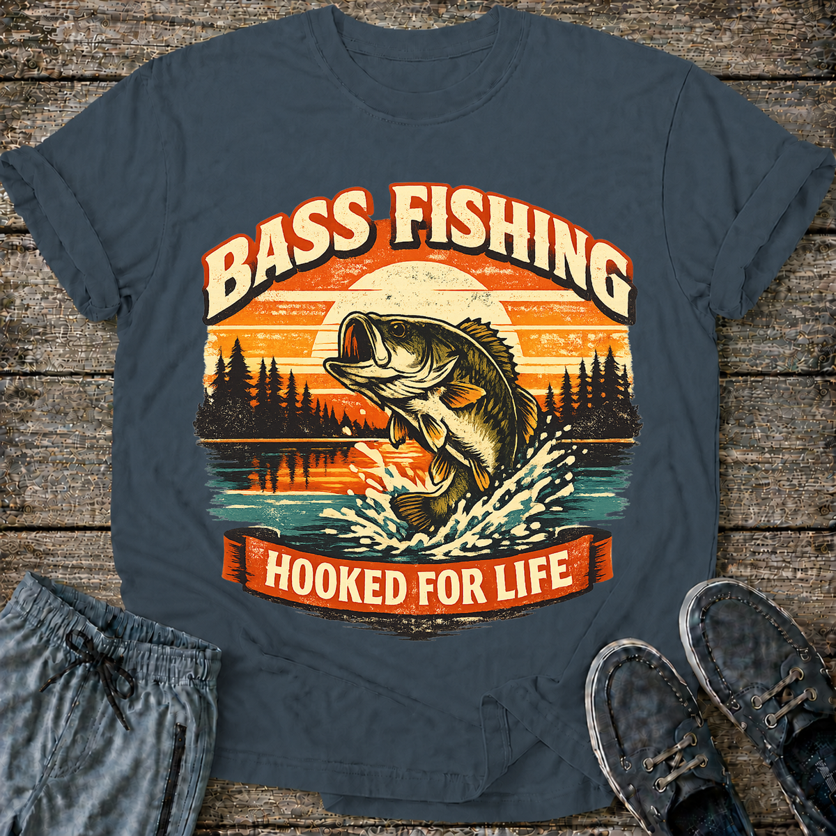 Bass Fishing Hooked for Life T-Shirt