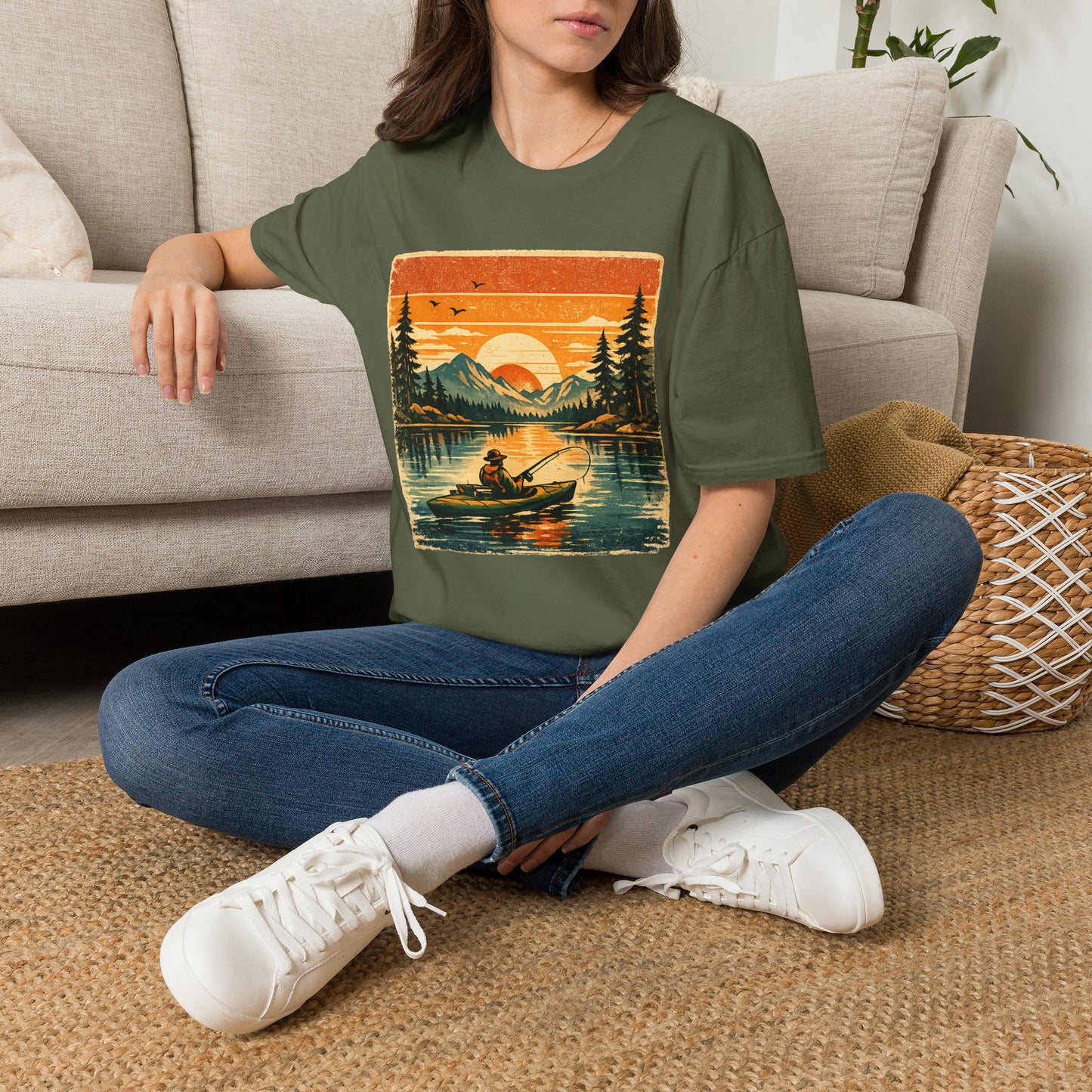 Retro Kayak Fishing T-Shirt