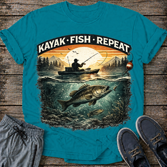 Kayak Fish Repeat T-Shirt