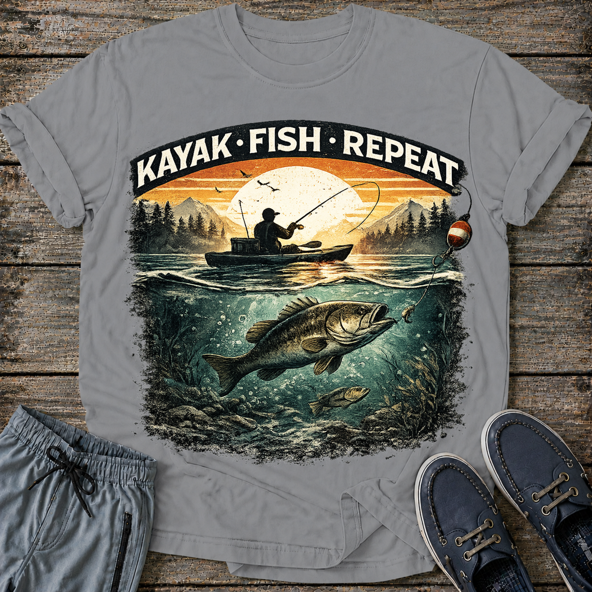 Kayak Fish Repeat T-Shirt