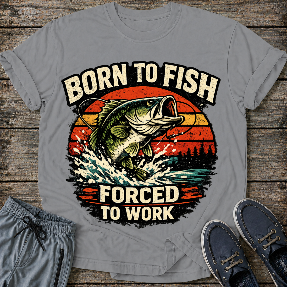 Born to fish Forced to Work T-Shirt