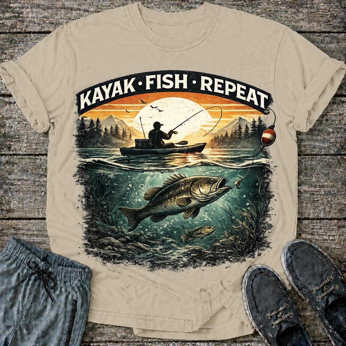 Kayak Fish Repeat T-Shirt