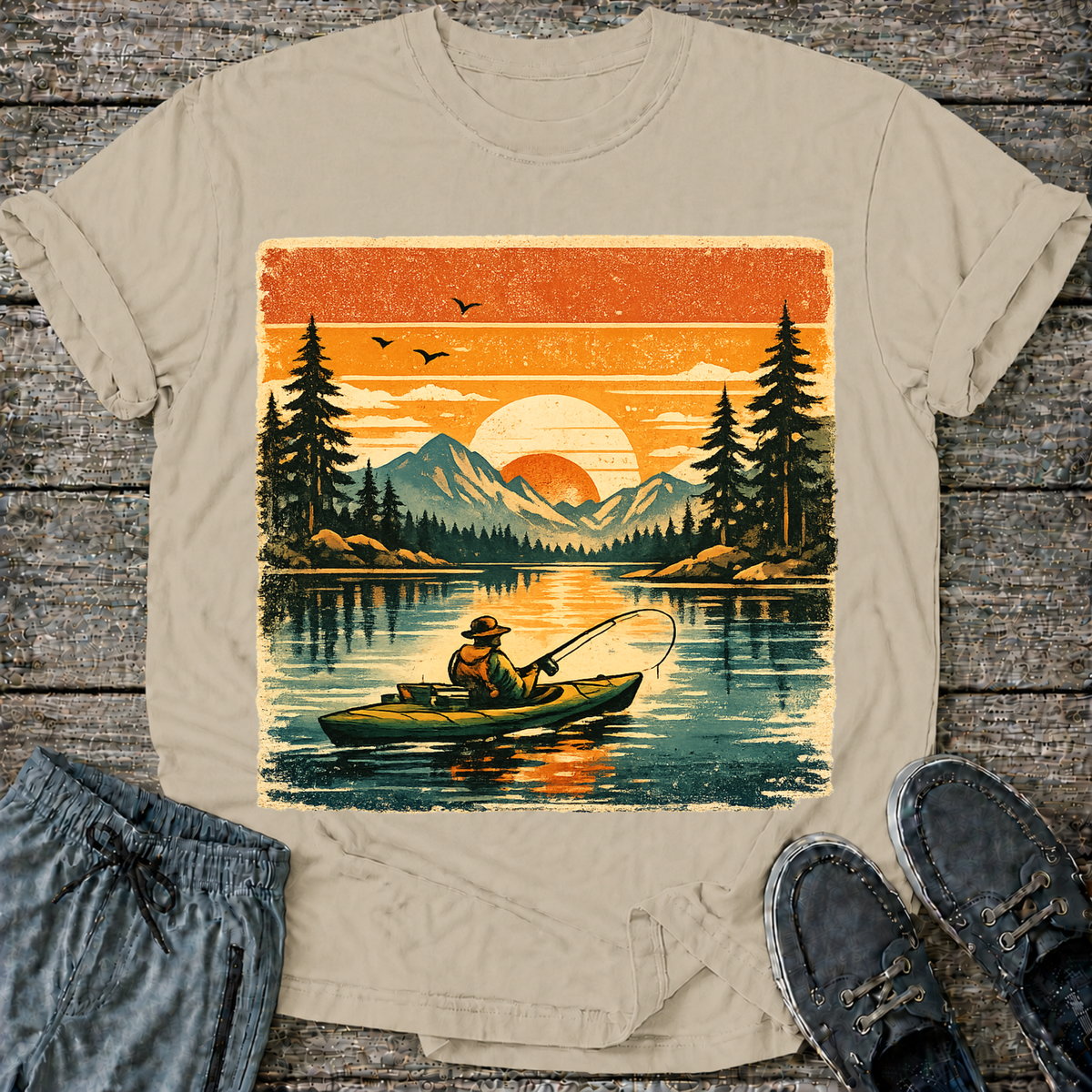 Retro Kayak Fishing T-Shirt
