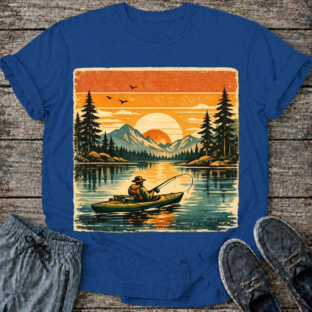 Retro Kayak Fishing T-Shirt