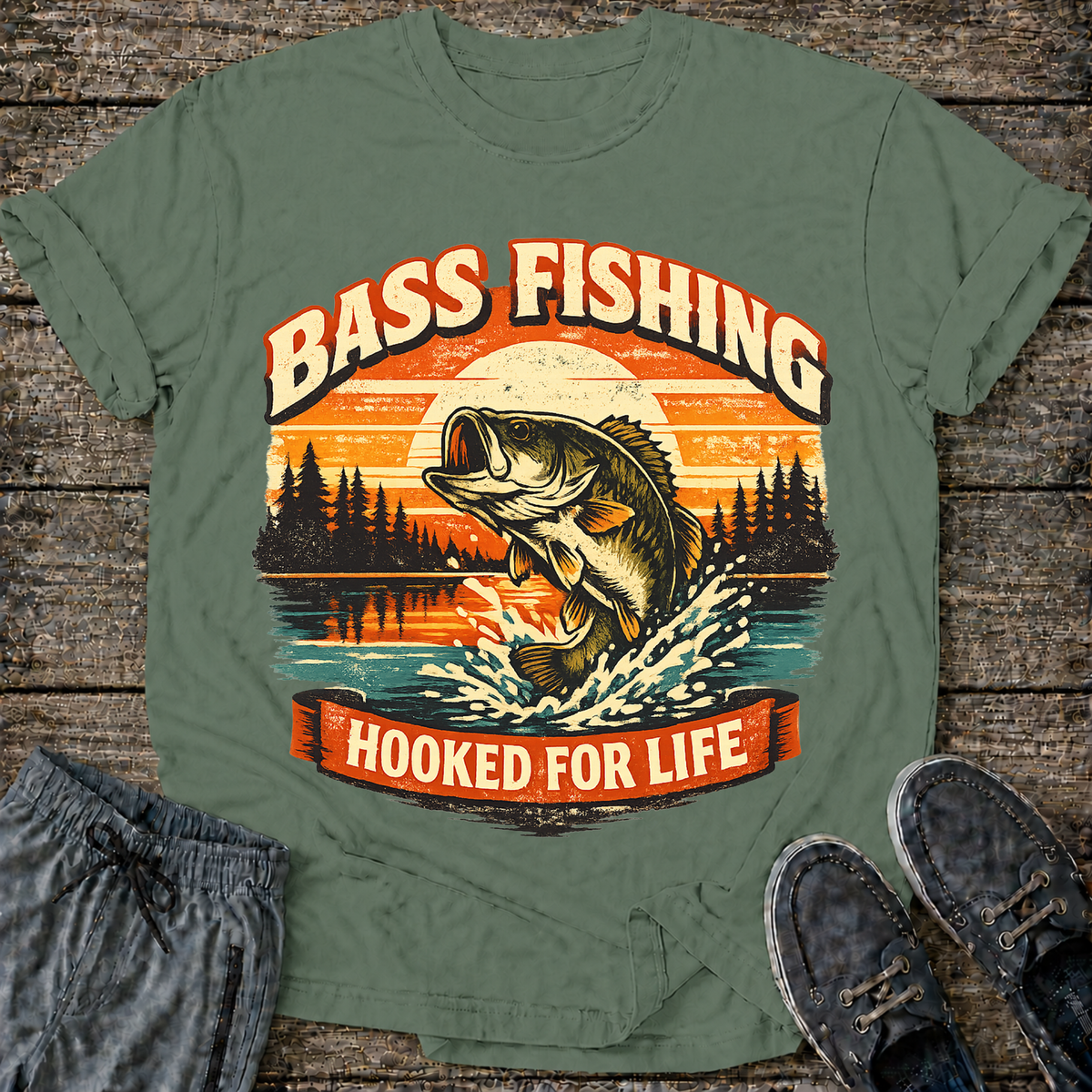 Bass Fishing Hooked for Life T-Shirt