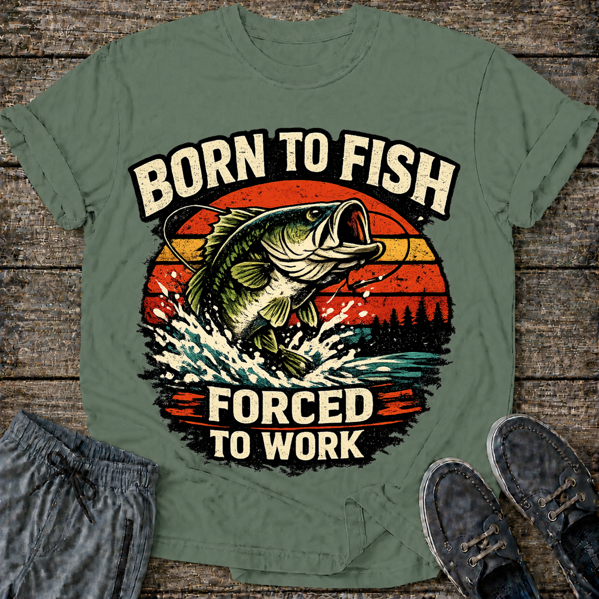 Born to fish Forced to Work T-Shirt