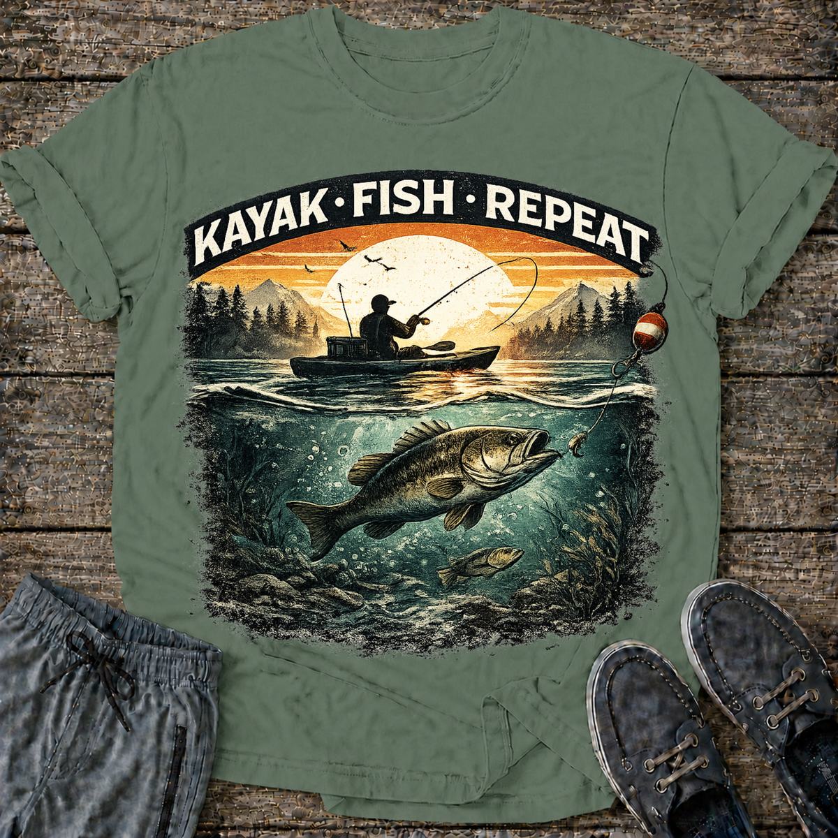 Kayak Fish Repeat T-Shirt