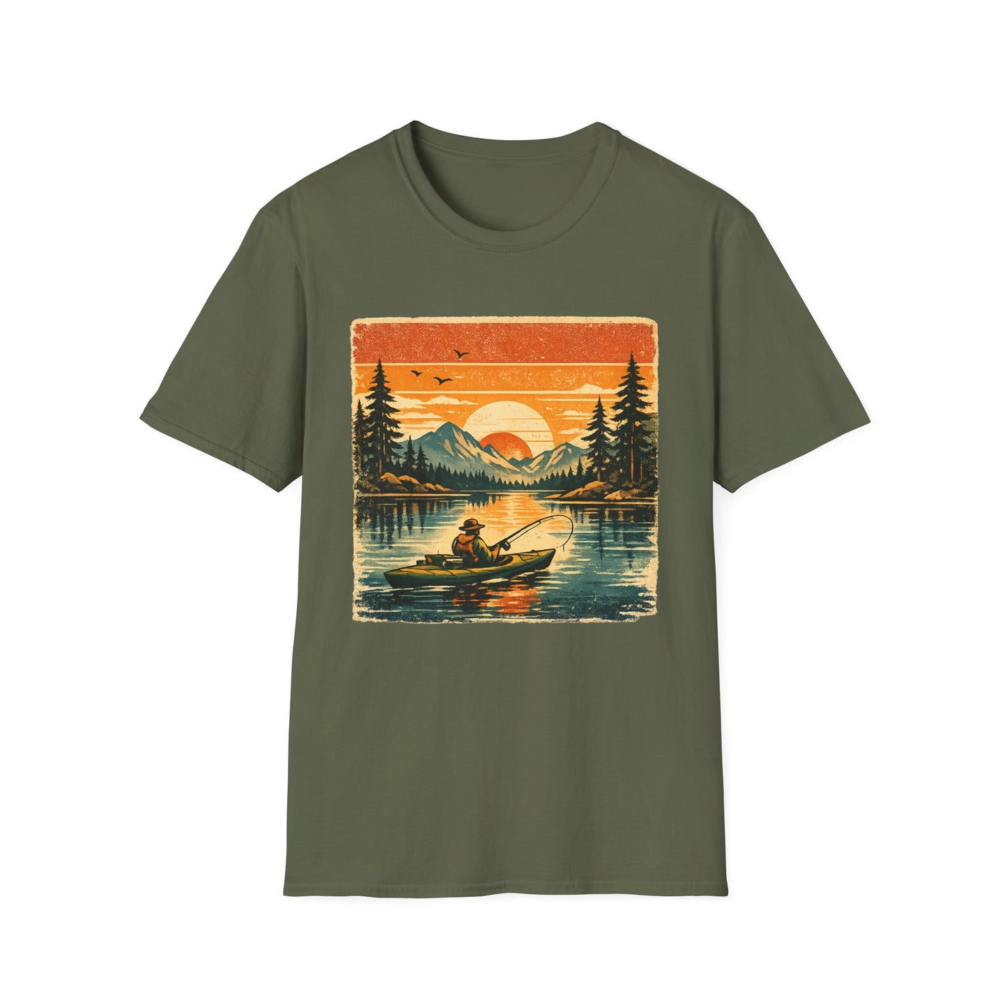 Retro Kayak Fishing T-Shirt