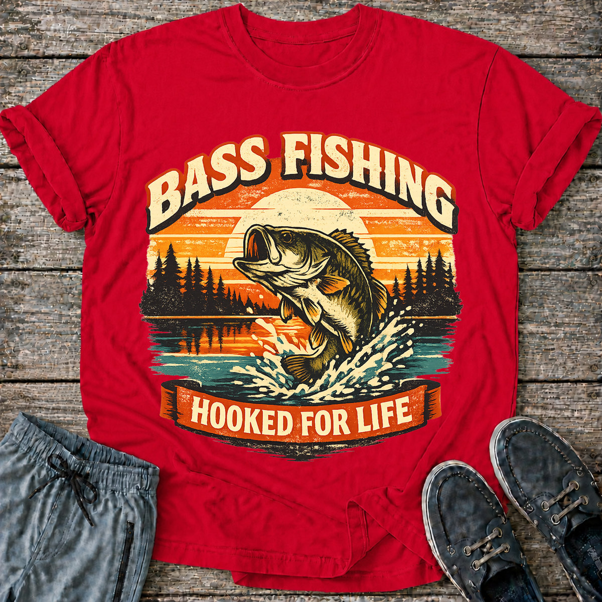 Bass Fishing Hooked for Life T-Shirt