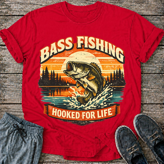 Bass Fishing Hooked for Life T-Shirt