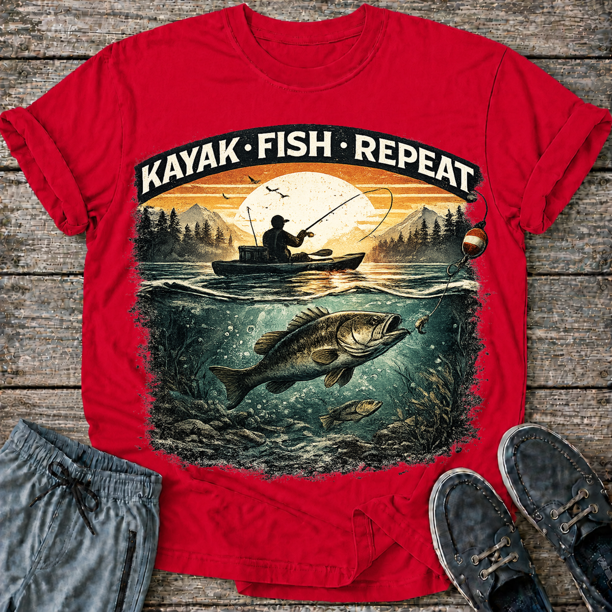 Kayak Fish Repeat T-Shirt