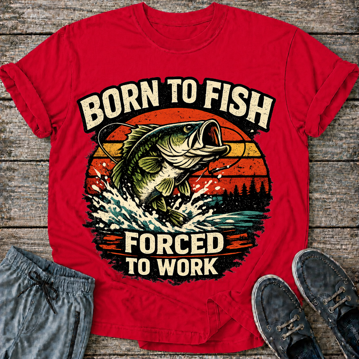 Born to fish Forced to Work T-Shirt