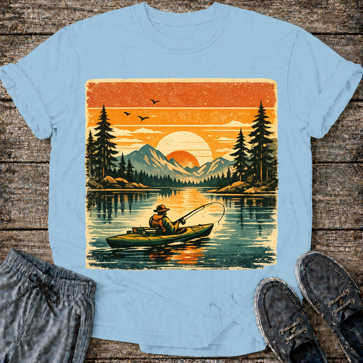 Retro Kayak Fishing T-Shirt