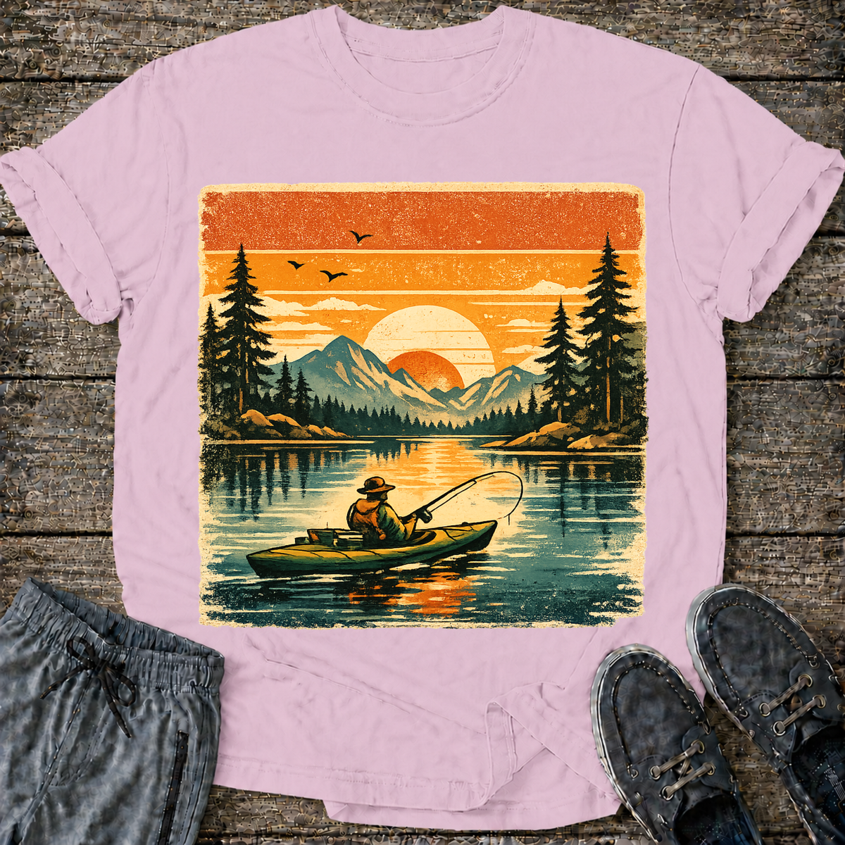Retro Kayak Fishing T-Shirt