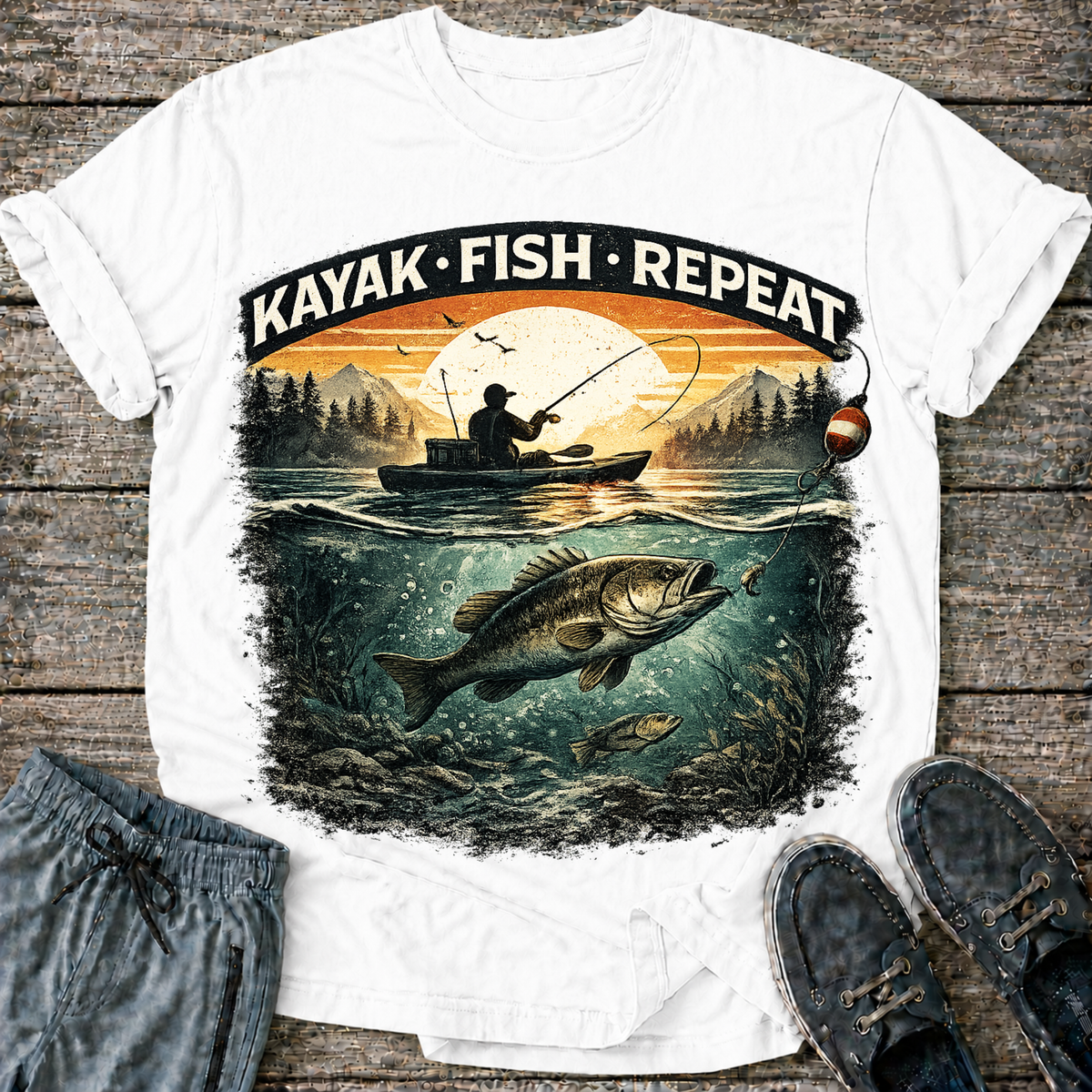 Kayak Fish Repeat T-Shirt