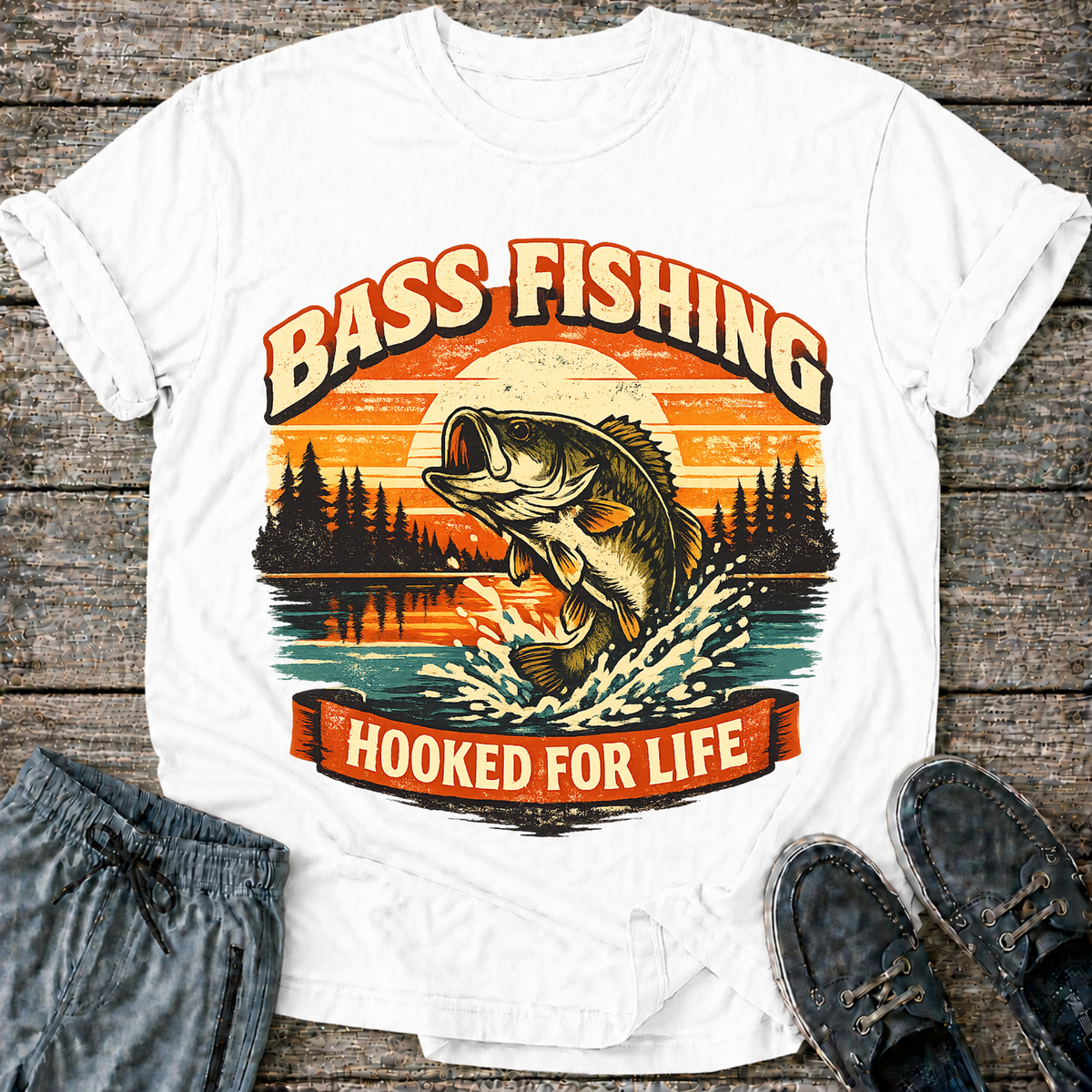 Bass Fishing Hooked for Life T-Shirt