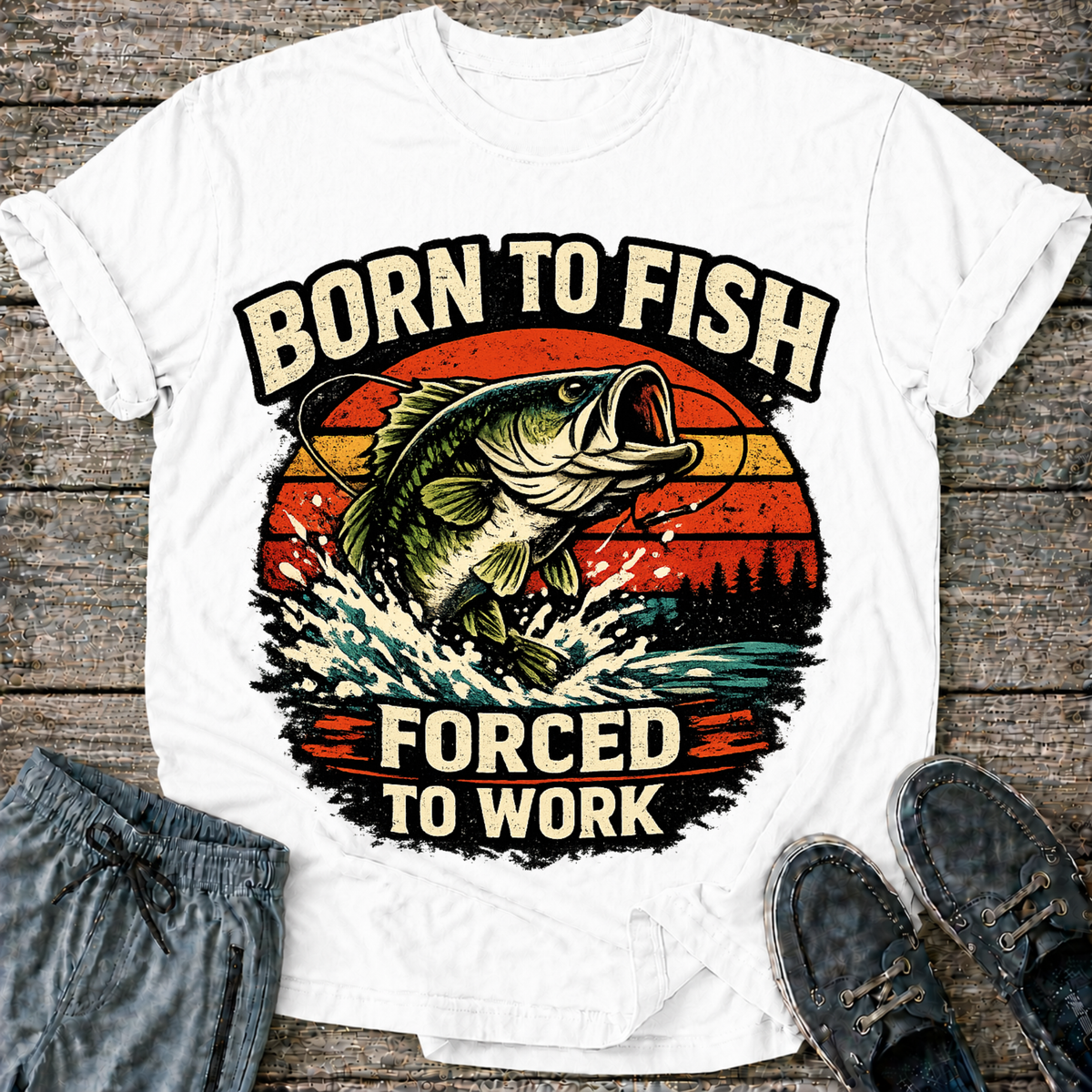 Born to fish Forced to Work T-Shirt