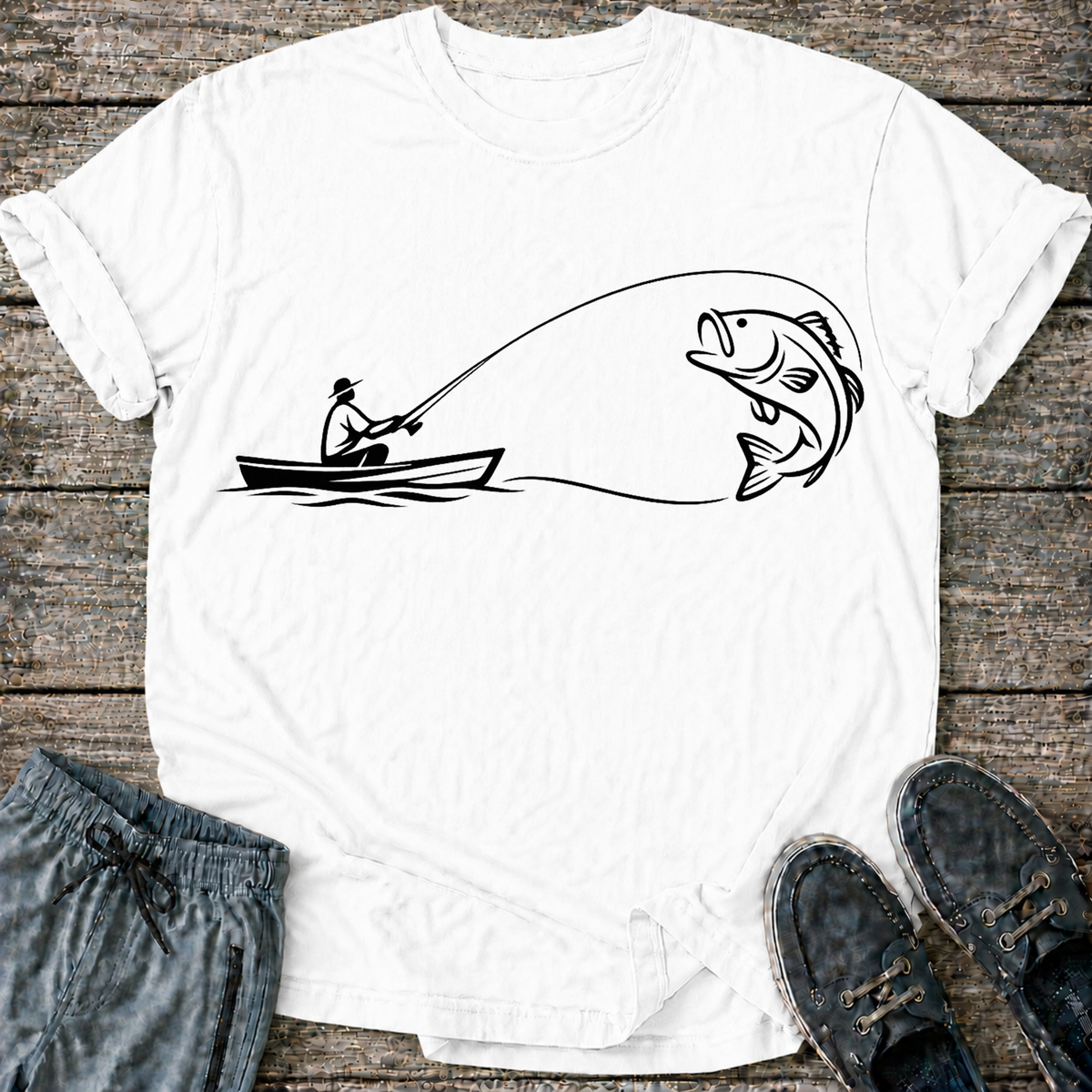 Fish Line Art T-Shirt